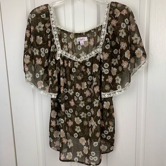 Candies Sheer Floral Blouse - Picture 1 of 3